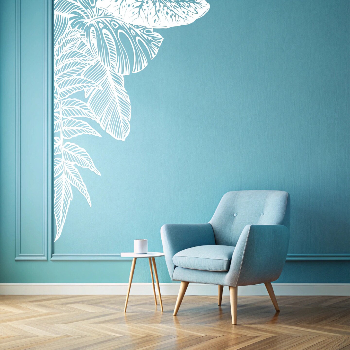 Corner Botanical Wall Decal, Monstera Banana Palm Leaf Line Art Sticker,  Tropical Vinyl Mural for Living Room or Nursery se290 | MakerPlace by  Michaels