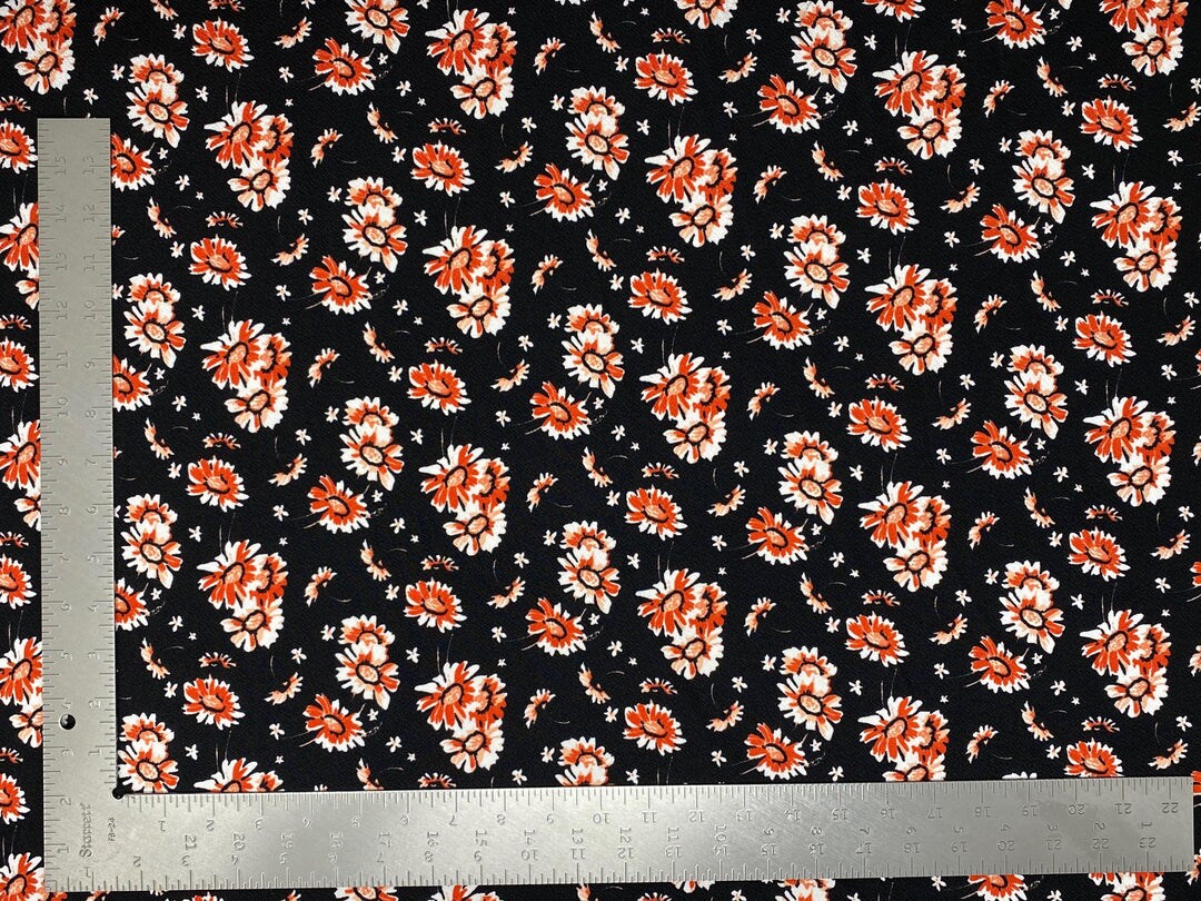 1 Yard Liverpool Knit Floral Print Fabric for Dresses, Tops, and Crafts 58/60'' Inches Wide
