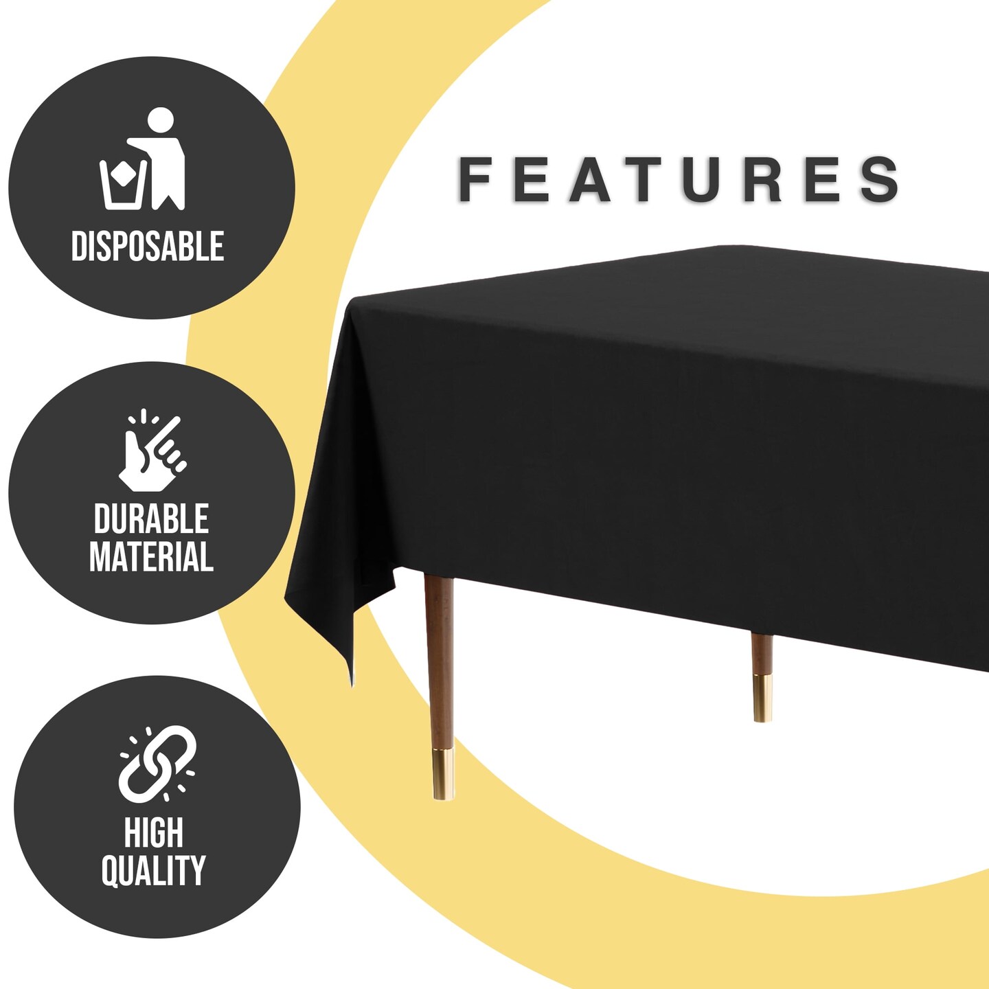 Exquisite 12-Pack Premium Plastic Tablecloth 54in. x 108in. Rectangle Plastic Table Cover