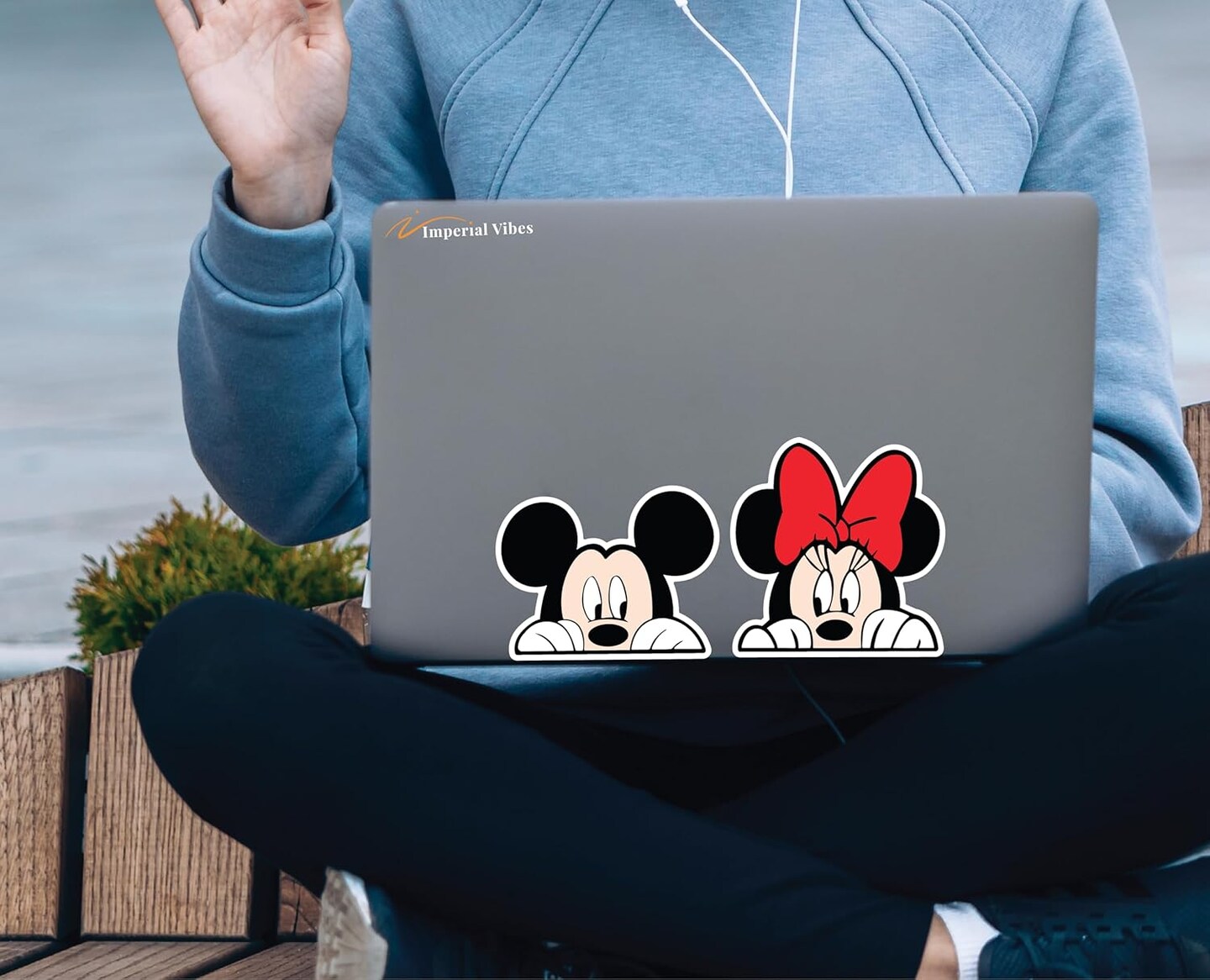 Pack of 2 Imp 156 -Peeking Micke Mouse Sticker – Vinyl Decal for Truck, and Van Bumper