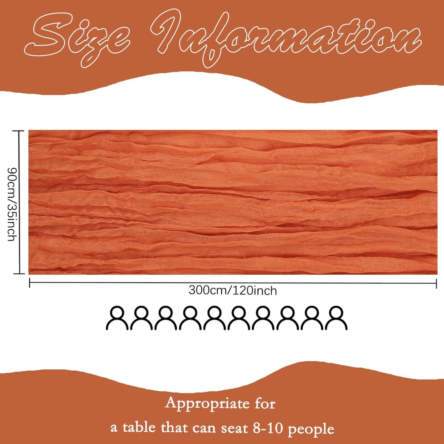 6 Pack Orange Cheesecloth Table Runner 10FT Boho Gauze Fabric Table Runner 35 x 120 Inch