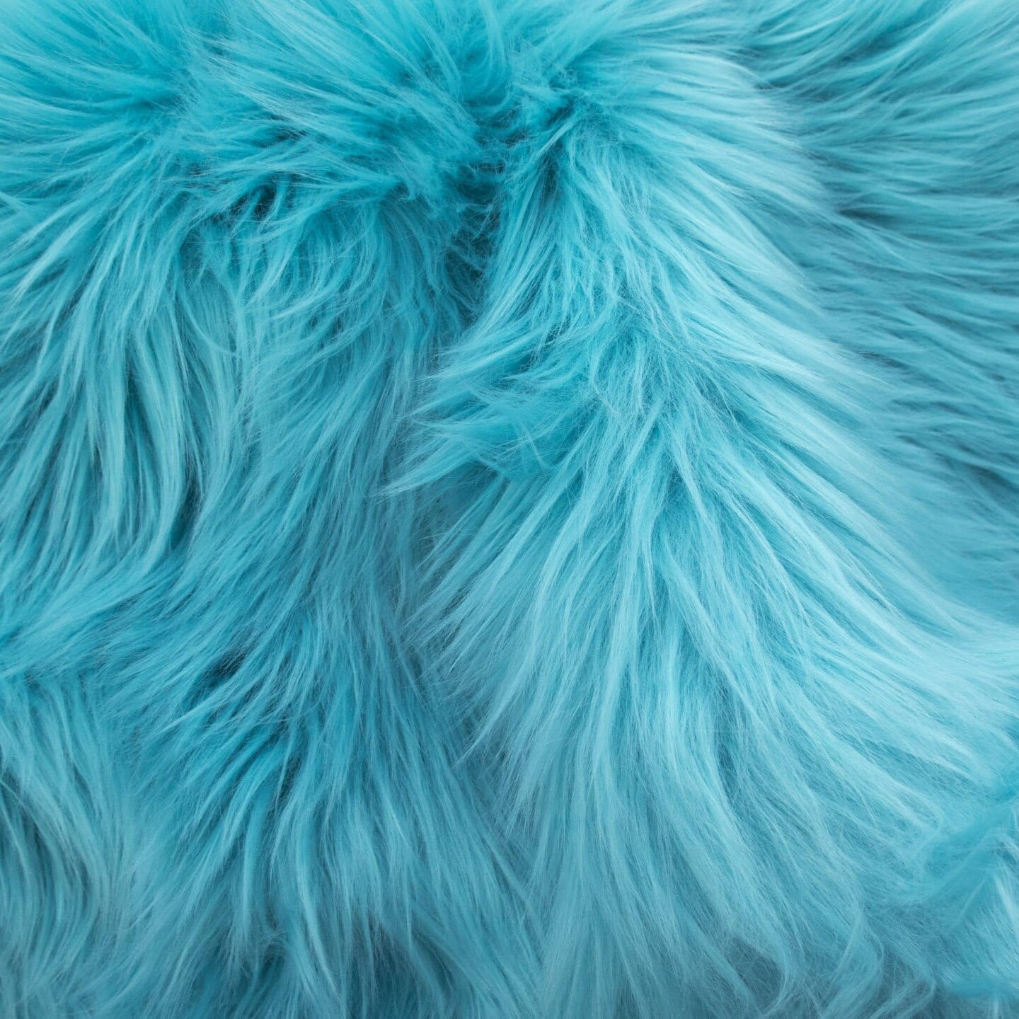 1 Yard Turquoise Long Pile Shaggy Faux Fur Fabric, Sold by the Yard, 60" Wide