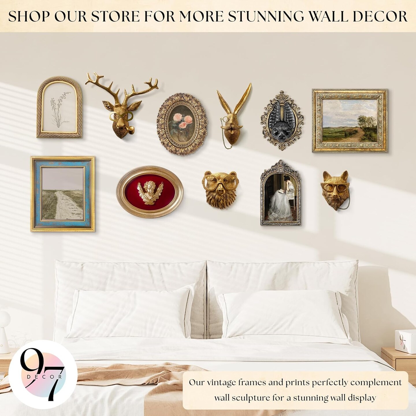 97 Decor Black Gold Animal Head Wall Decor