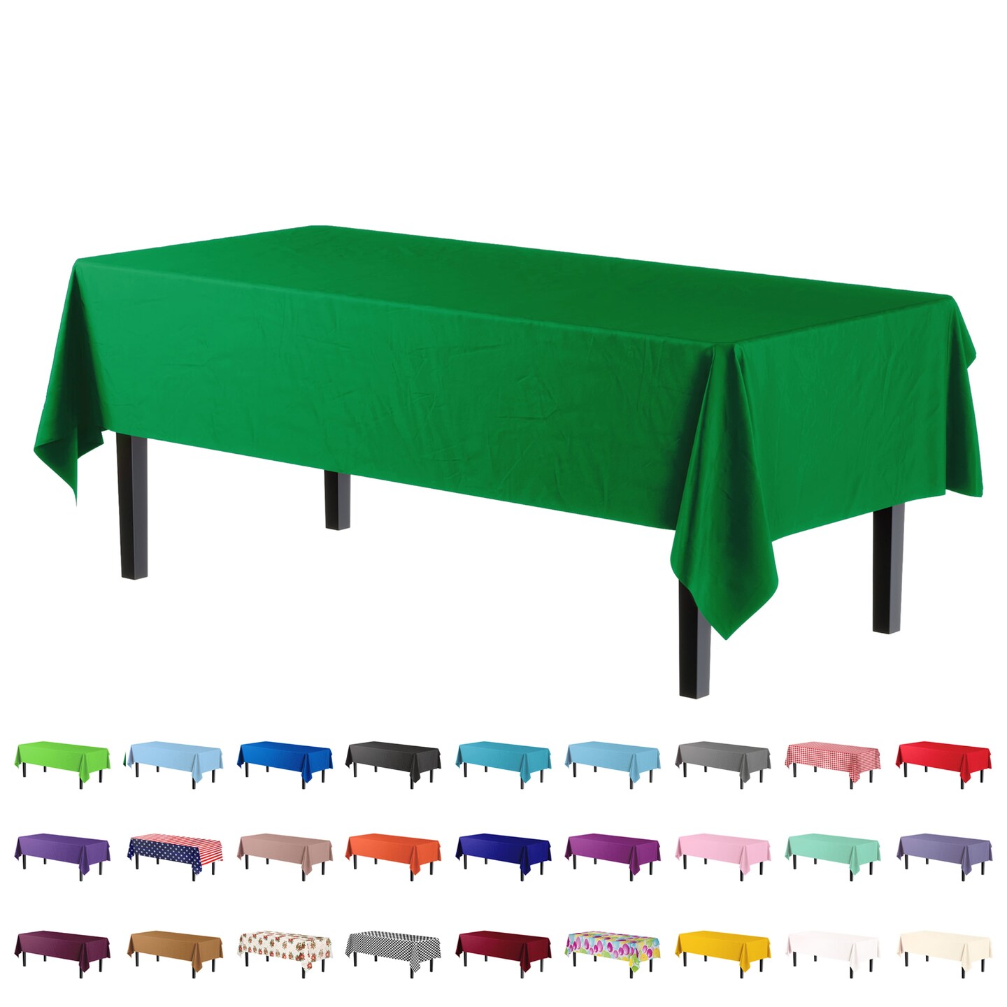Exquisite 6-Pack Premium Plastic Tablecloth 54in. x 108in. Rectangle Plastic Table Cover