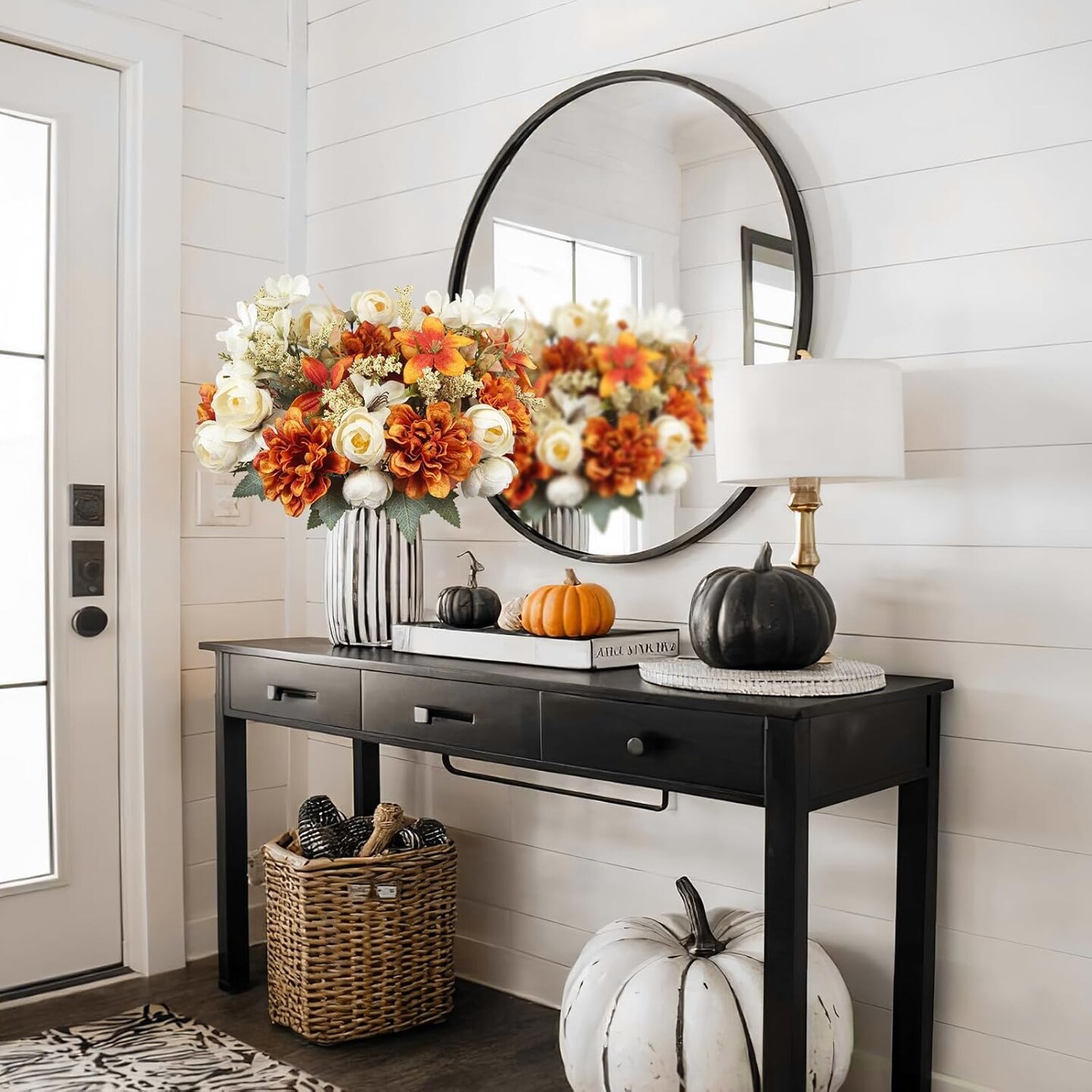 2 Pcs Artificial Fall Flowers Bouquets 2 Colors