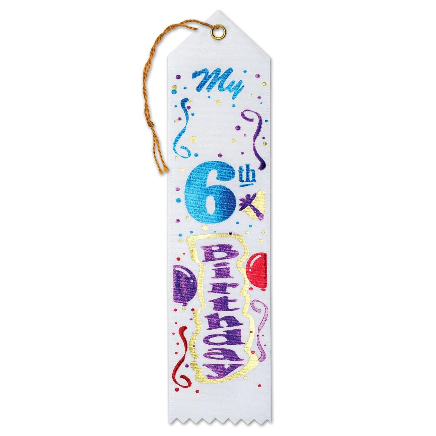 6 Pack Beistle My 6th Birthday Party Award Ribbon