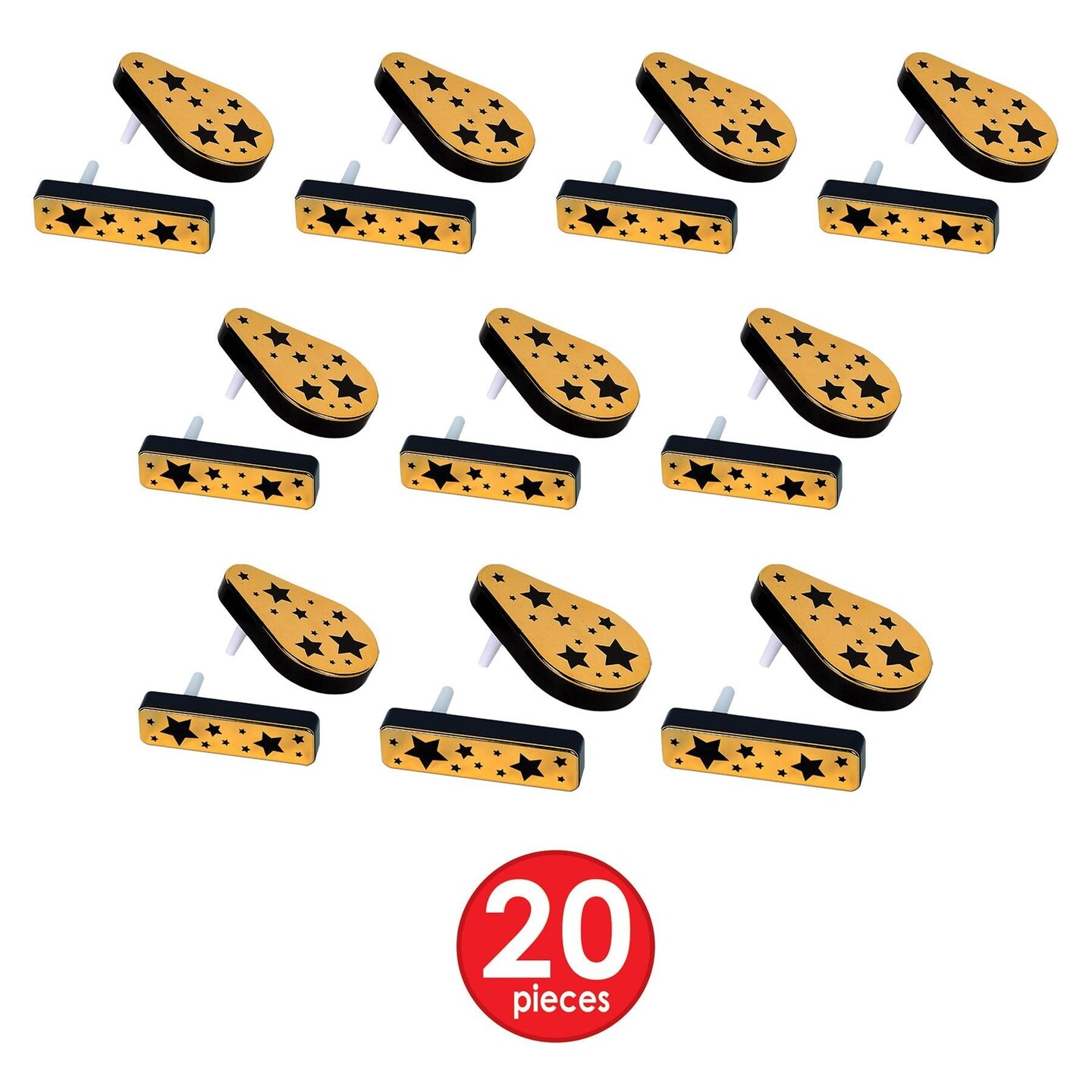 20 Pack Beistle New Year&#x27;s Eve Plastic Metalic Noisemakers black &#x26; gold