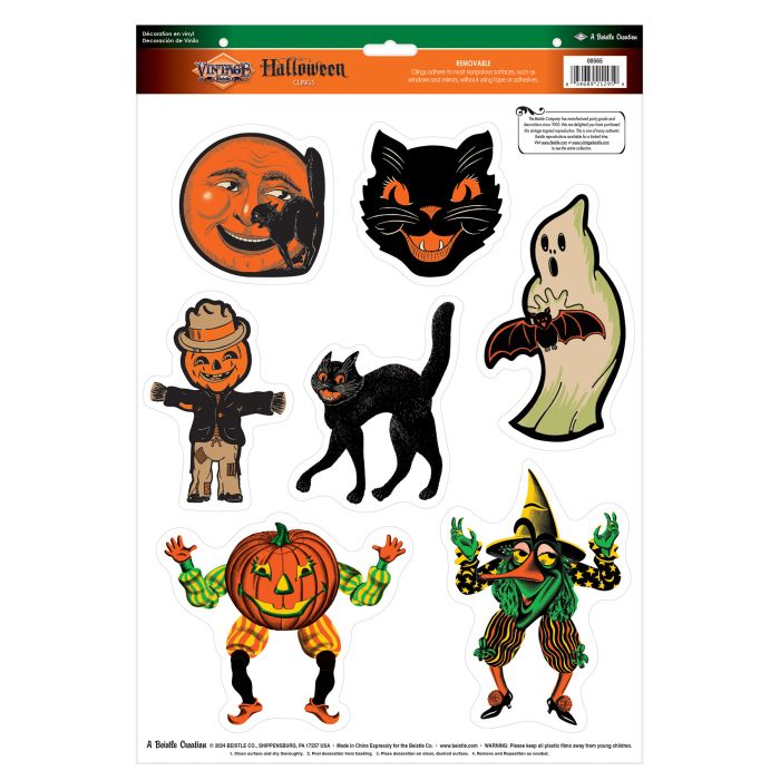 12 Pack Beistle Vintage Halloween Cling Sheet