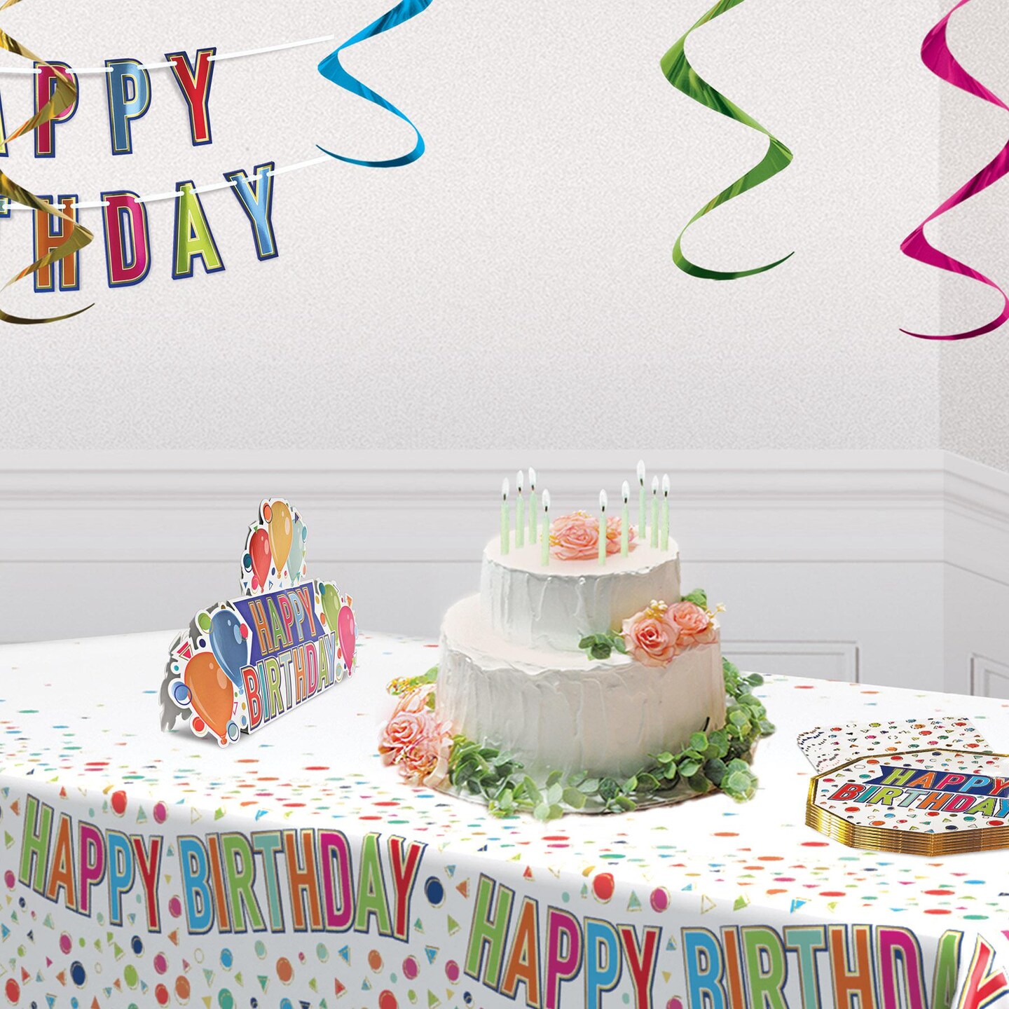 12 Pack Beistle 3-D Foil Happy Birthday Party Centerpiece