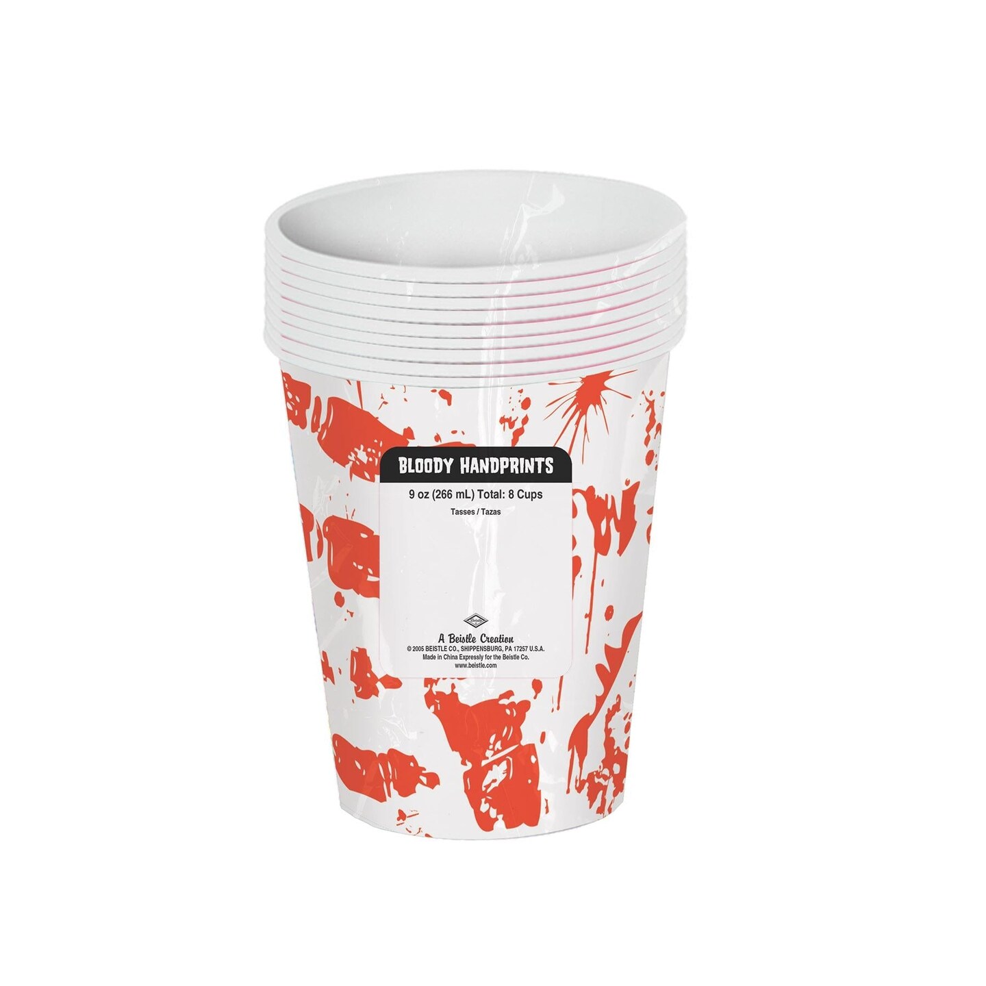 96 Pack Beistle Halloween Bloody Handprints Beverage Cups