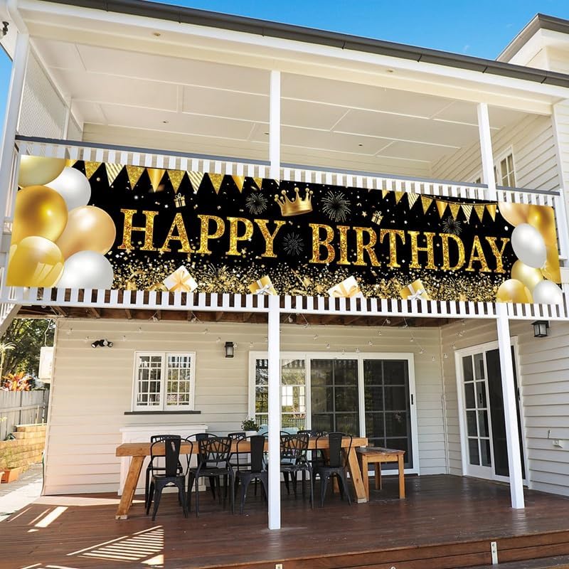Large Happy Birthday Yard Banner, Happy Birthday Backdrop Banner, Happy Birthday Banner Sign, Happy Birthday Party Decorations Supplies (79 x 16in) (Birthday)