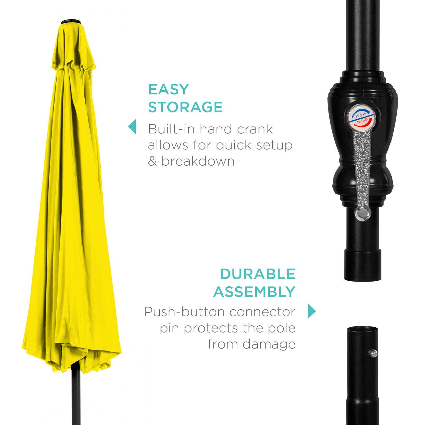 Best Choice Products 10ft Outdoor Steel Market Patio Umbrella w/ Crank, Tilt Push Button, 6 Ribs