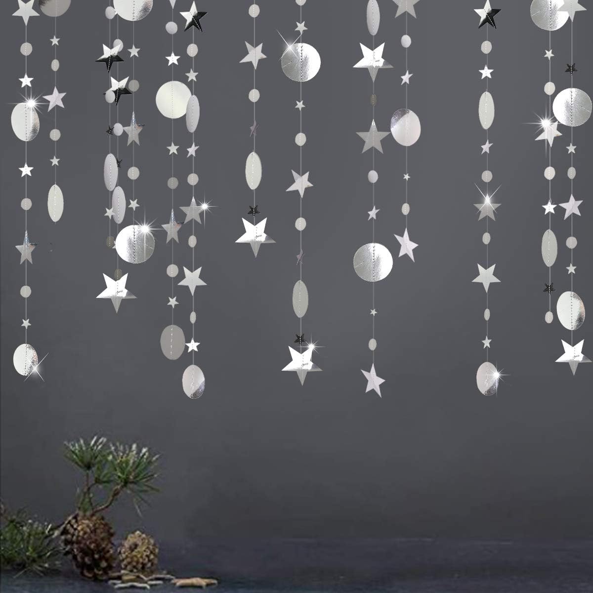 Silver Star Garland Party Decorations Twinkle