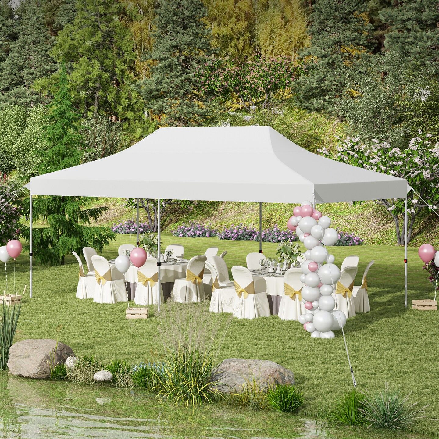 10x20 Feet Pop Up Foldable and Portable Outdoor Gazebo with Carry Bag Ideal for Party or Wedding Ceremony