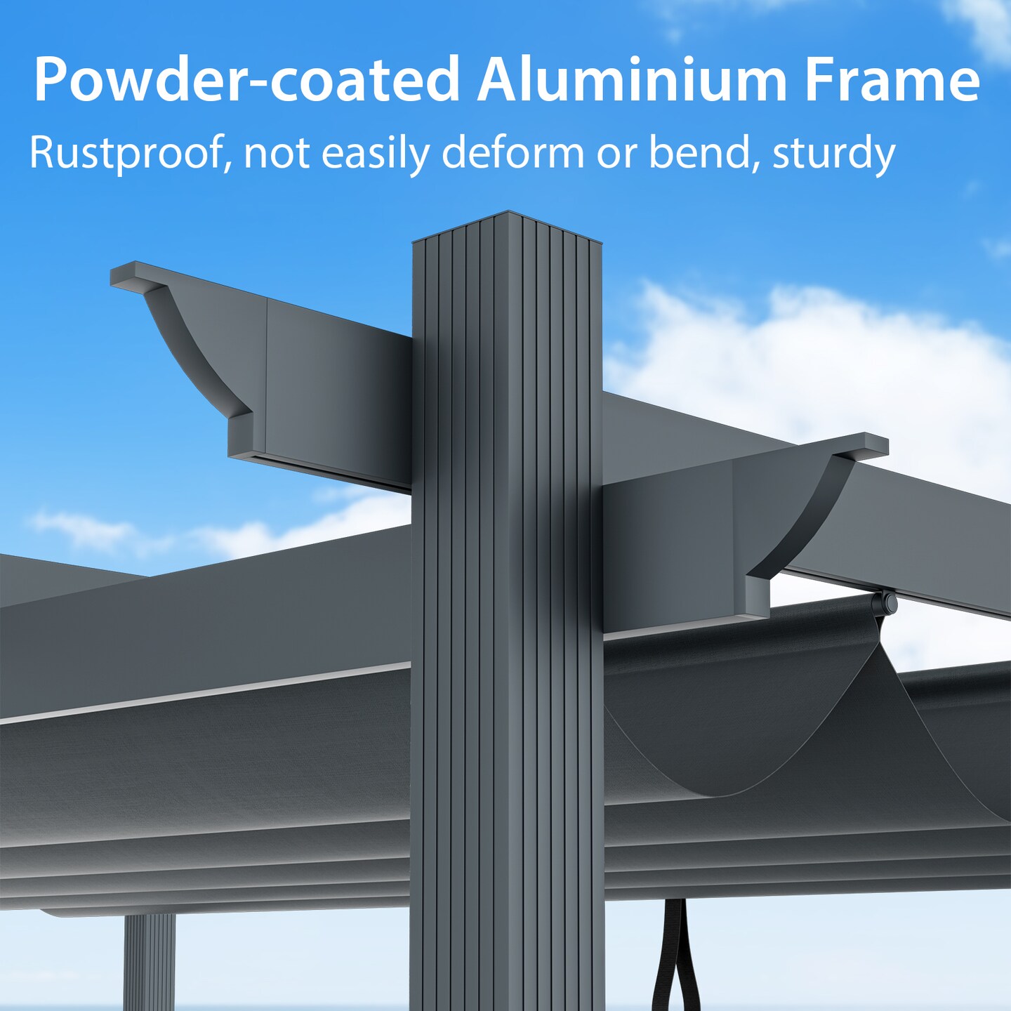Retractable Pergola with Aluminum Frame and Sun Shelter