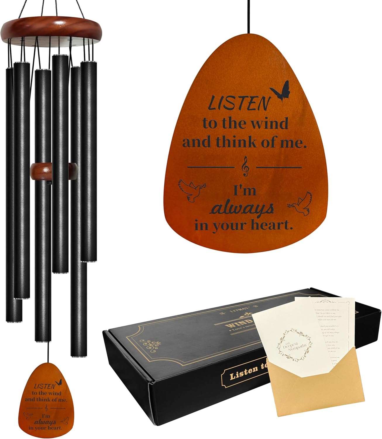 Sympathy Wind Chimes for Outside. Memorial Windchimes for Loss of Loved One. Bereavement Gift