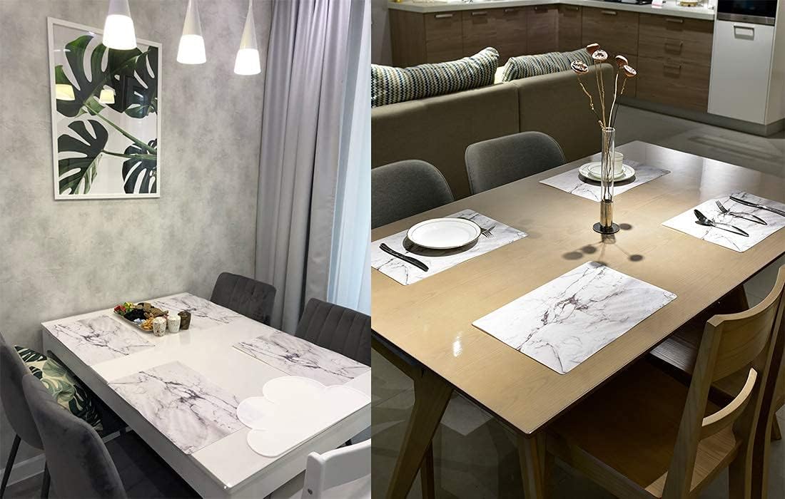Marble Placemats Washable for Dining Table Set of 6 Thin Environmental Table Mats Wipeable Easy Clean