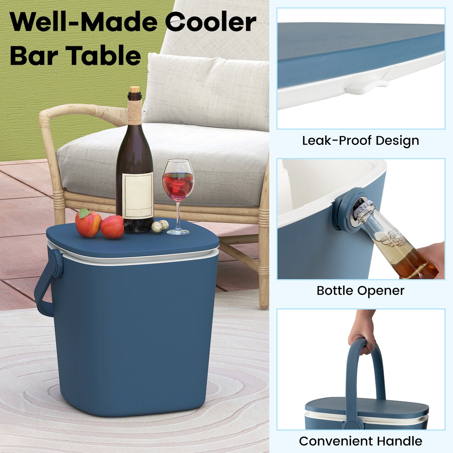 3-in-1 Cooler Bar Table with Storage Rack, Portable and Weatherproof