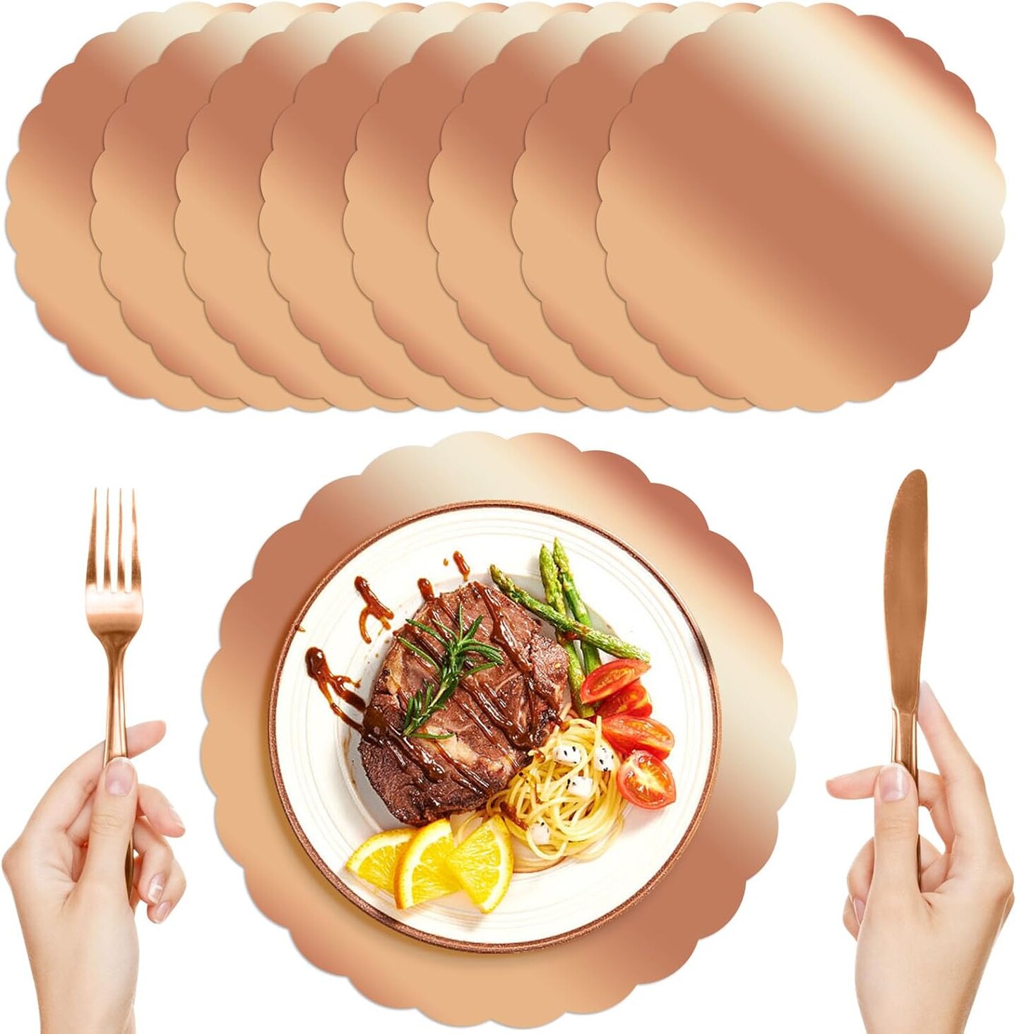 50PCS Rose Gold Round Disposable Paper Placemats - Elegant Table Decor