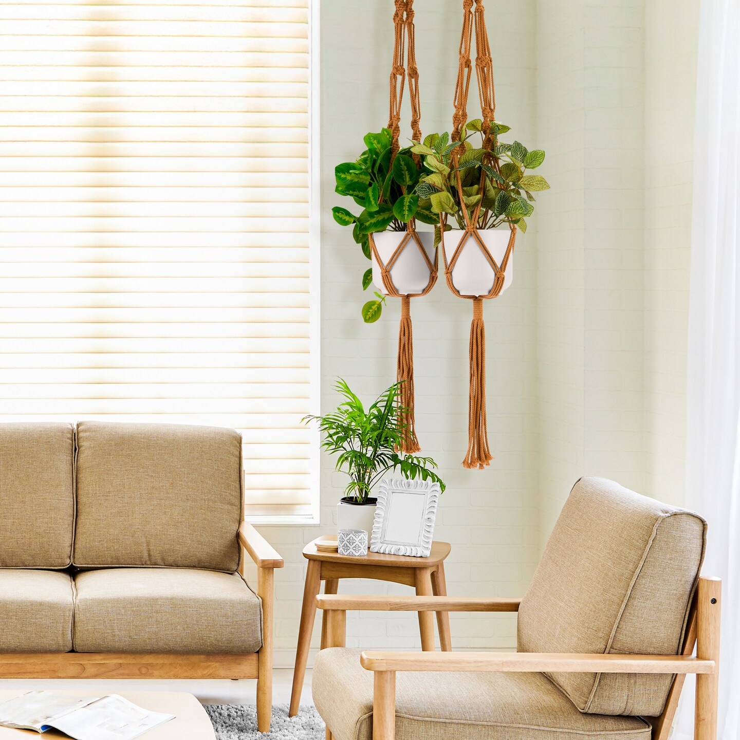 Sorbus Macrame Plant Hanger (4 Pack) Indoor Outdoor Hanging Plant Pots Cotton Rope, Elegant for Home, Patio, Garden (Black)