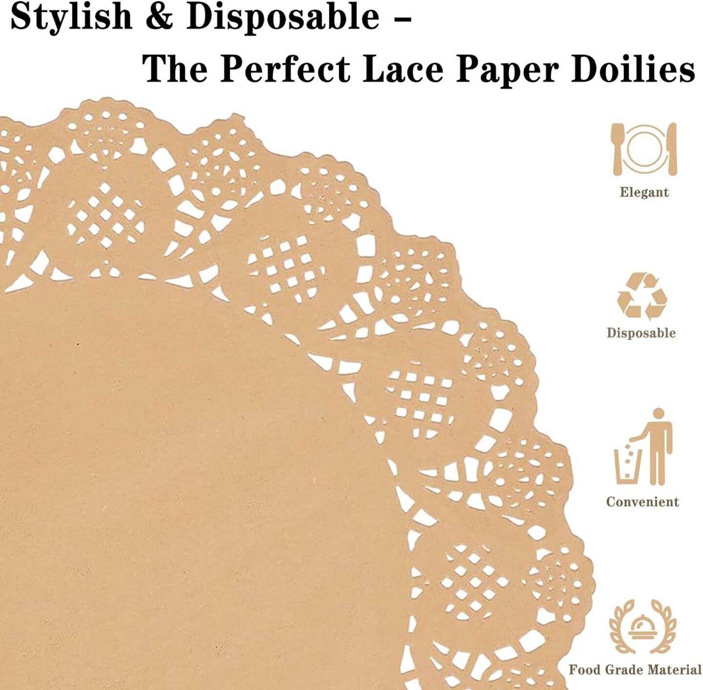 100 Pcs Paper Doilies for Table, Round Paper Placemats Disposable for Tableware Decor, 13.5 Inches Lace Place Mats for Birthday Wedding Banquet Party-01