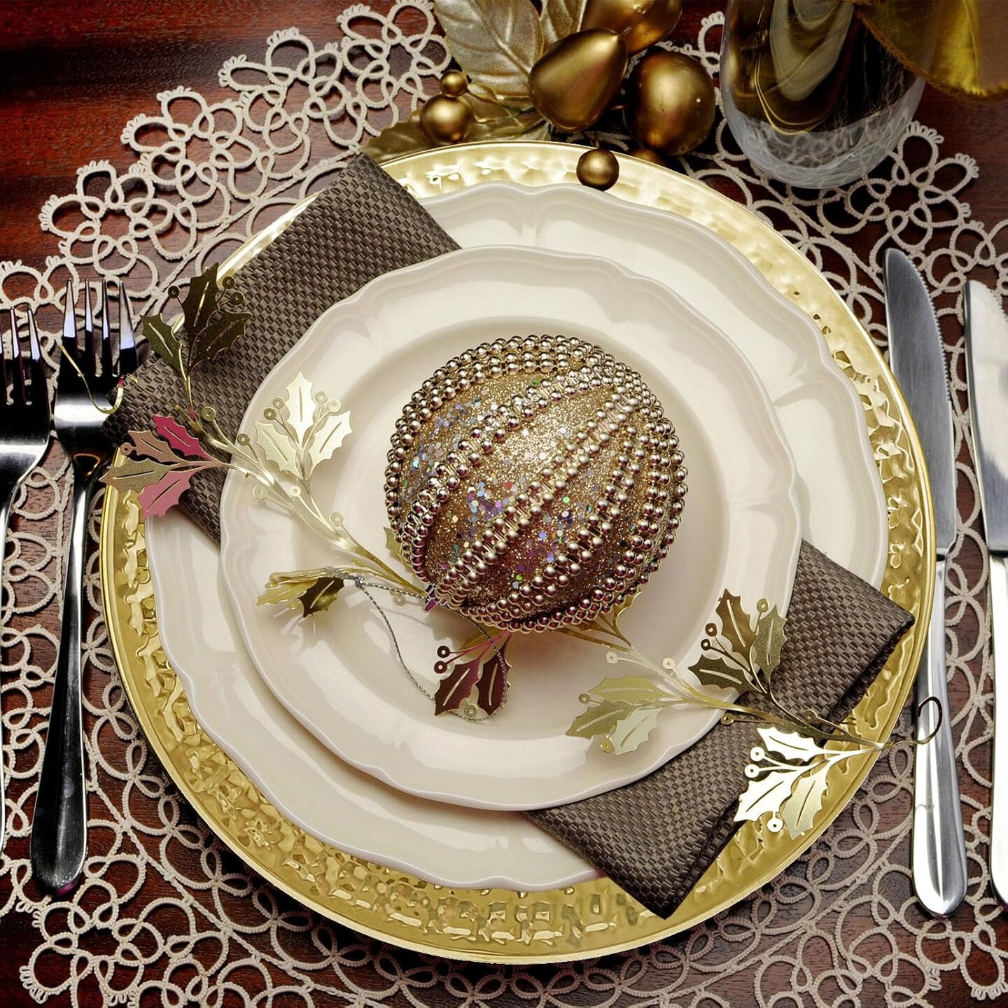 Stainless Steel Hammered Charger Plates, Gold Dinner Plate Chargers Set of 6, Round Server Ware Charger Plate