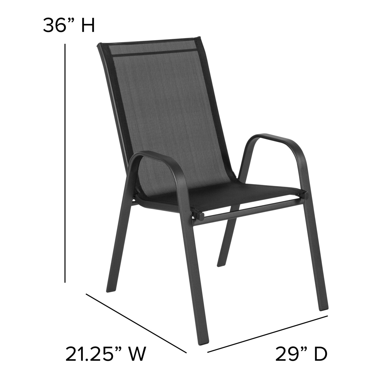Merrick Lane Set of 4 Manado Series Metal Stacking Patio Chairs with Flex Comfort Material