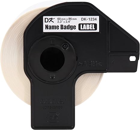 DK-12343PK Die-Cut Name Badge Labels, 2.3” x 3.4” Adhesive White Paper Labels, 3 Rolls (260 Labels Each) Compatible with Brother QL Label Printers