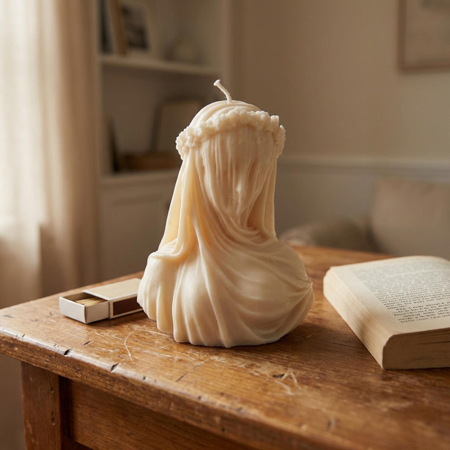 Veiled Lady Candle, Extra Large Sculptural Candle Art, Dark