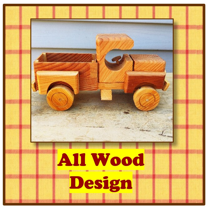 Old-School Wooden Personalized Handmade Pickup Truck, Kids Toy