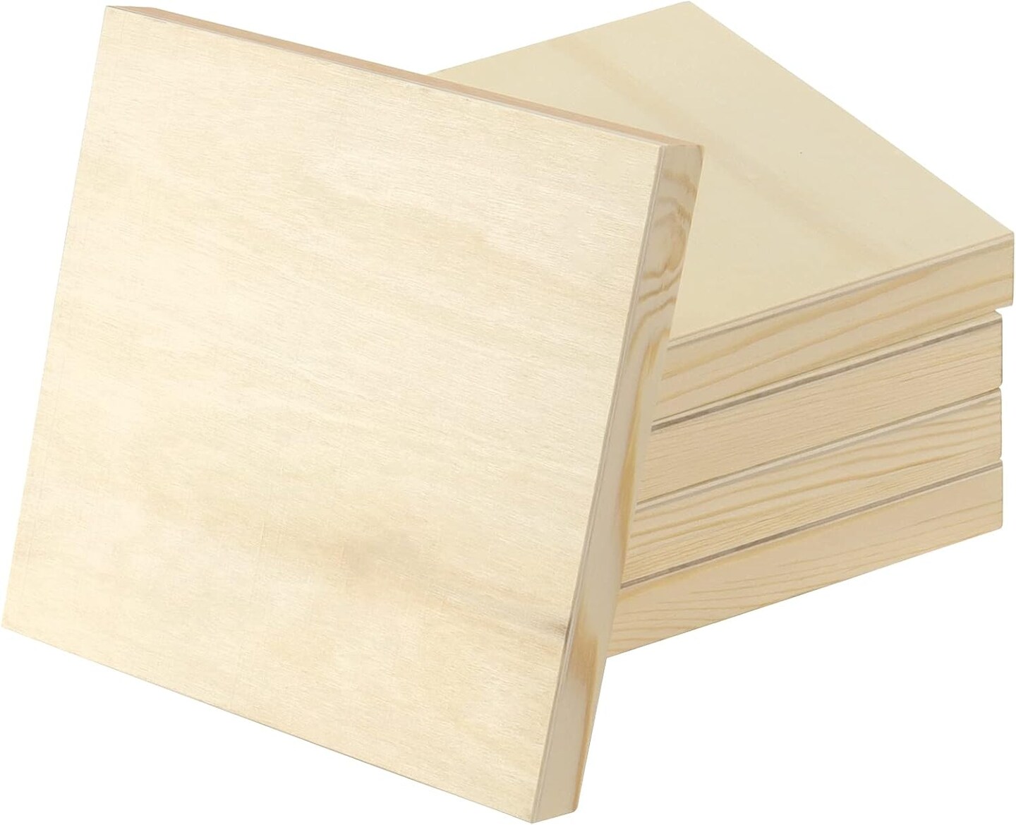 20 Pack 5 x 5 Inch Wood Canvas Panels, 1cm Thick Wooden Canvas Board Unfinished Wood Cradled Painting Panel Boards, Artist Wooden Canvases for Burning, Pouring, String Art, Crafts