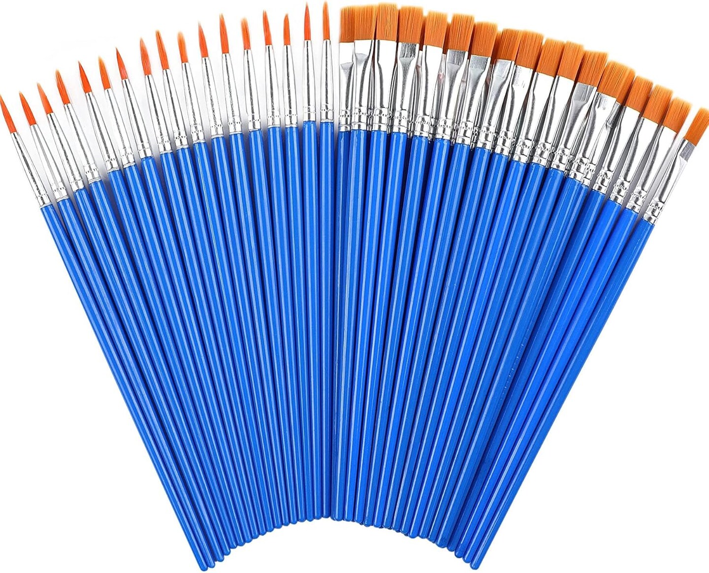 60 Pcs Paint Brushes,Round Flat Small Brush Bulk for Detail Painting