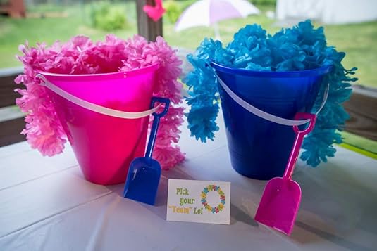 Pink and Blue Leis Bulk for Gender Reveal Baby Shower,Gender Reveal Decorations&#xFF0C;Tropical Hawaiian Luau Flower Necklace Leis,Pack of 32