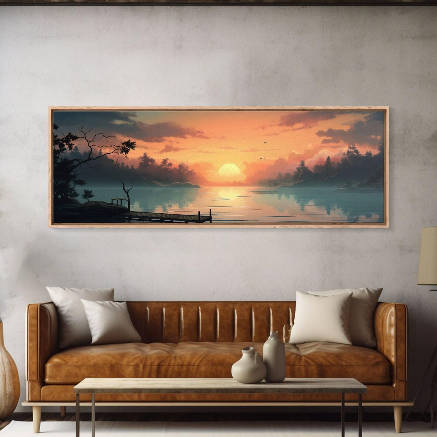 Large Teal Blue Beach Abstract Canvas Wall Art - 100x60cm Framed & Ready To Hang For Living Room, Bedroom, Office