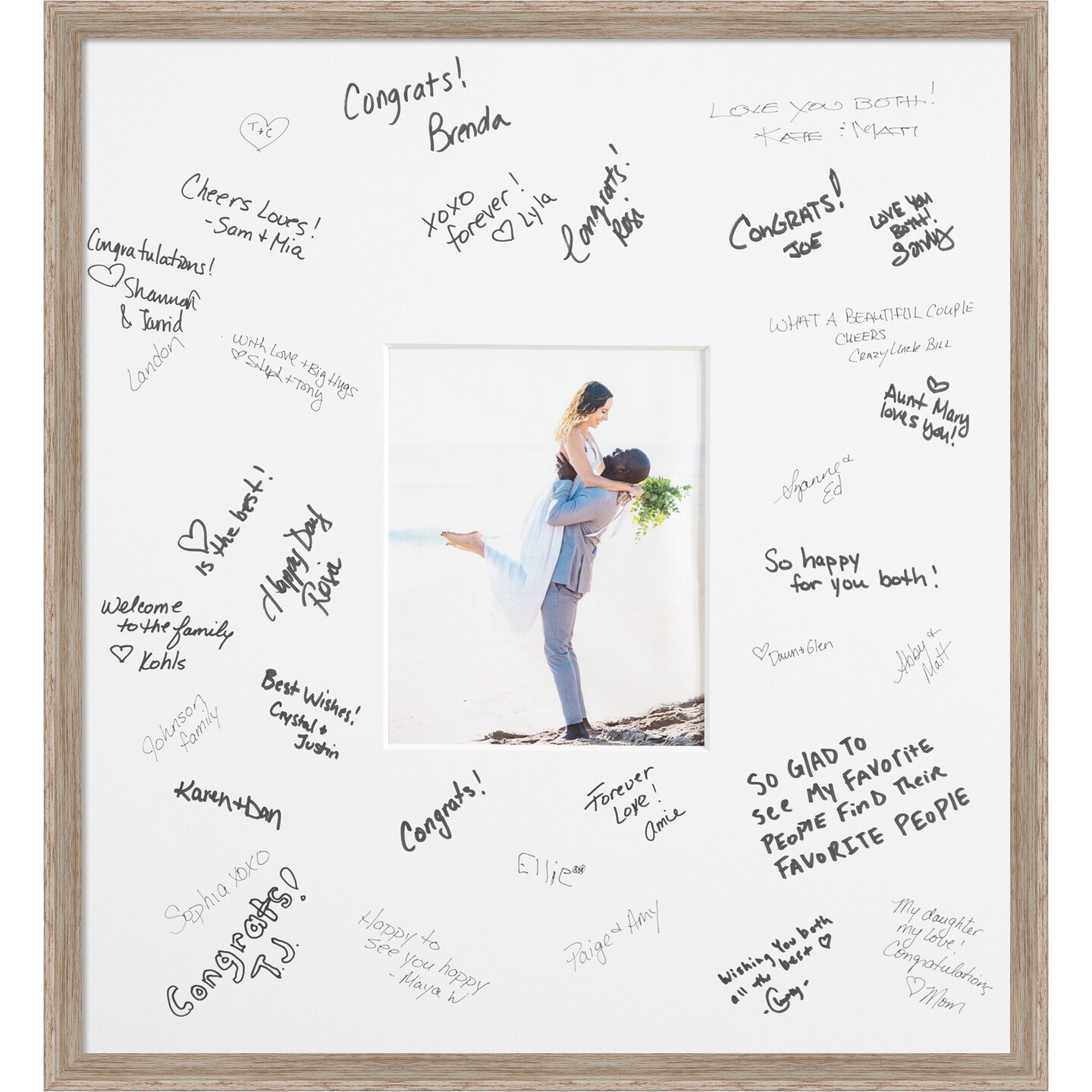 Hardwood Wedge Signature Mat Picture Frame, Photo Frame Wedding Guest Book Alternative, Autograph Picture Mat for Signature Board, Wedding Celebrations Graduations Support Encouragement or Retirement