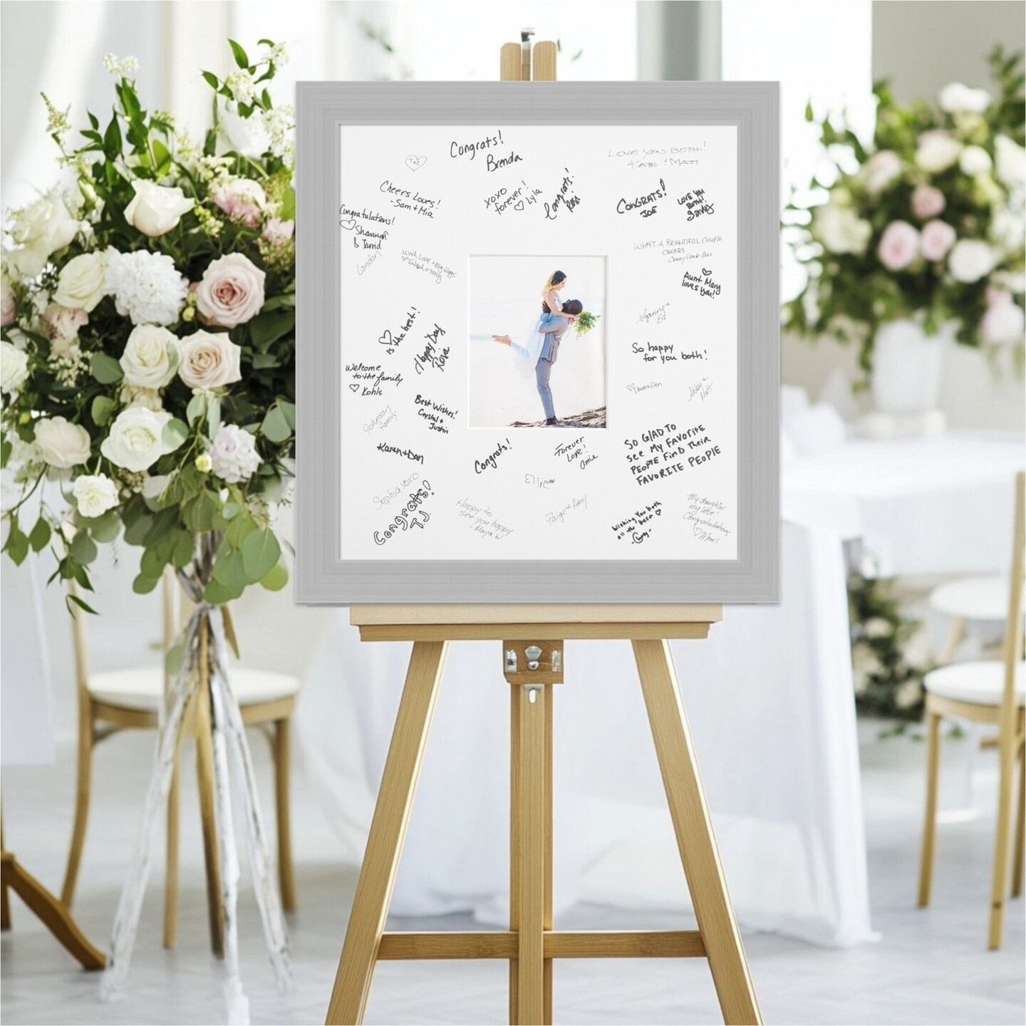 Brushed Signature Mat Picture Frame, Photo Frame Wedding Guest Book Alternative, Autograph Picture Mat for Signature Board, Wedding Celebrations Graduations Support Encouragement or Retirement
