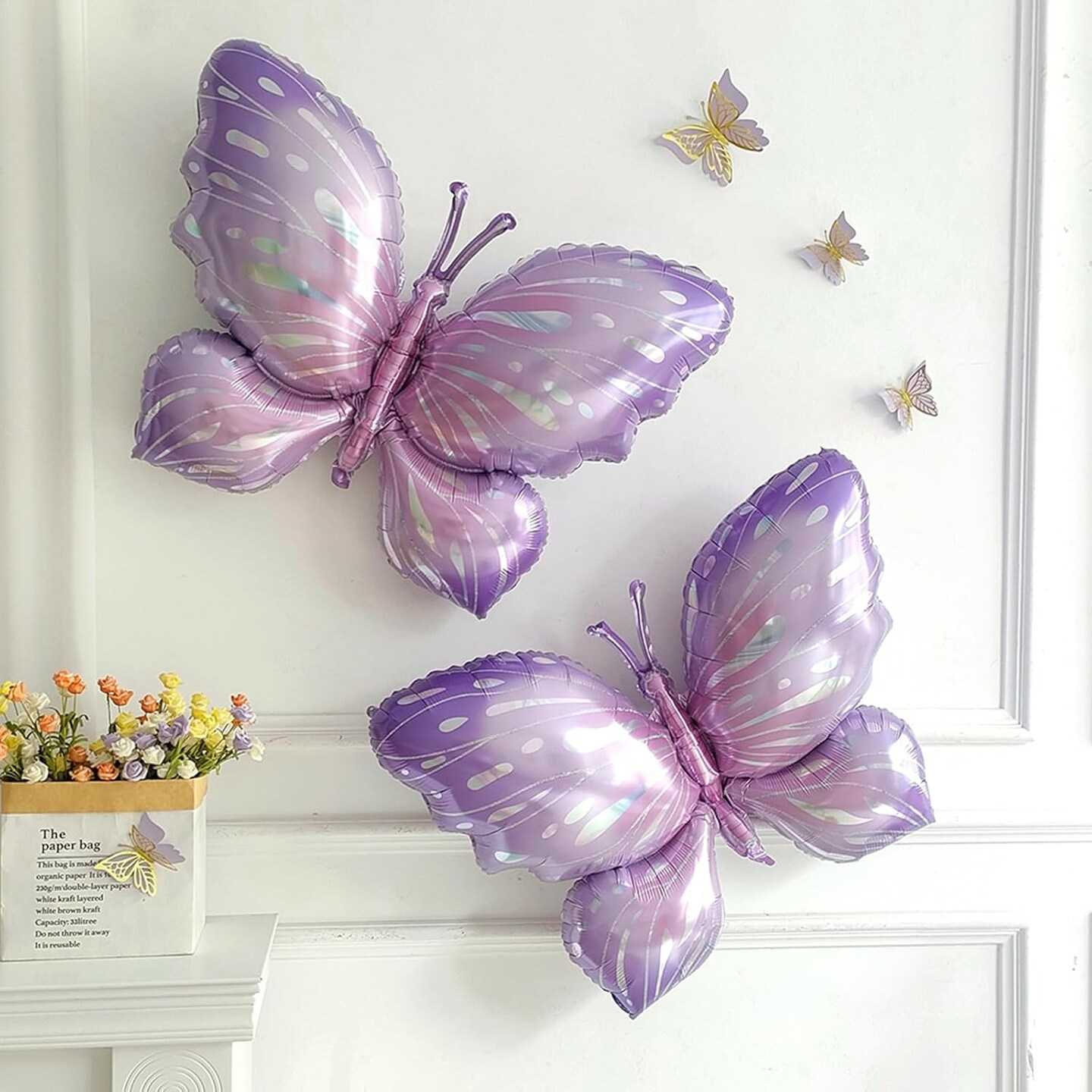 Pastel Lavender Purple Yellow Balloon Garland with Daisy,Butterfly Foil Balloons for Wildflower Fairy Baby Shower Birthday Garden Tea Party Decorations
