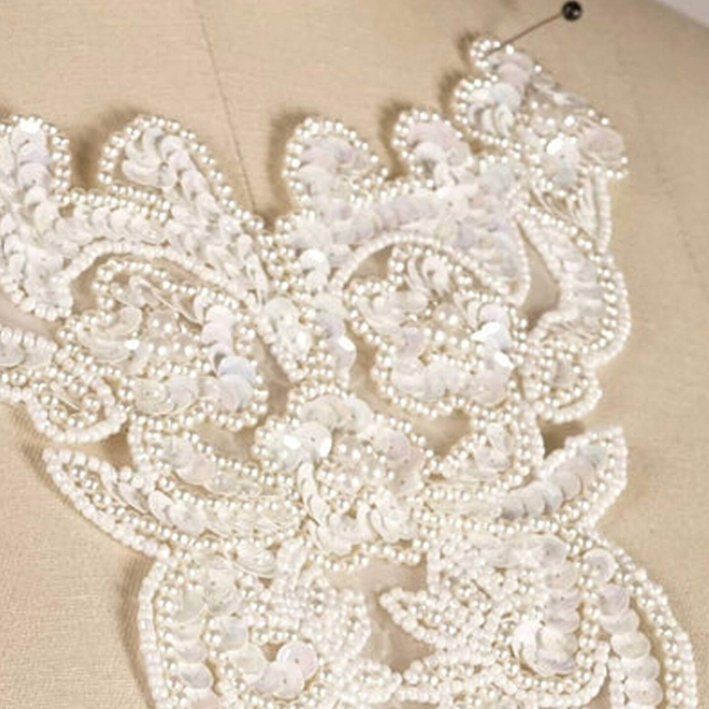 9" x 7" Off White Pearl Sequin Neckline Applique Collar for Wedding Dress Costume DIY