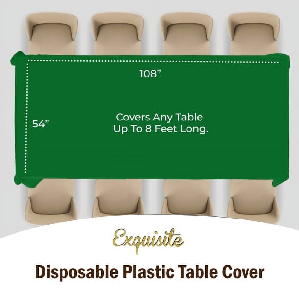 Exquisite 6-Pack Premium Plastic Tablecloth 54in. x 108in. Rectangle Plastic Table Cover