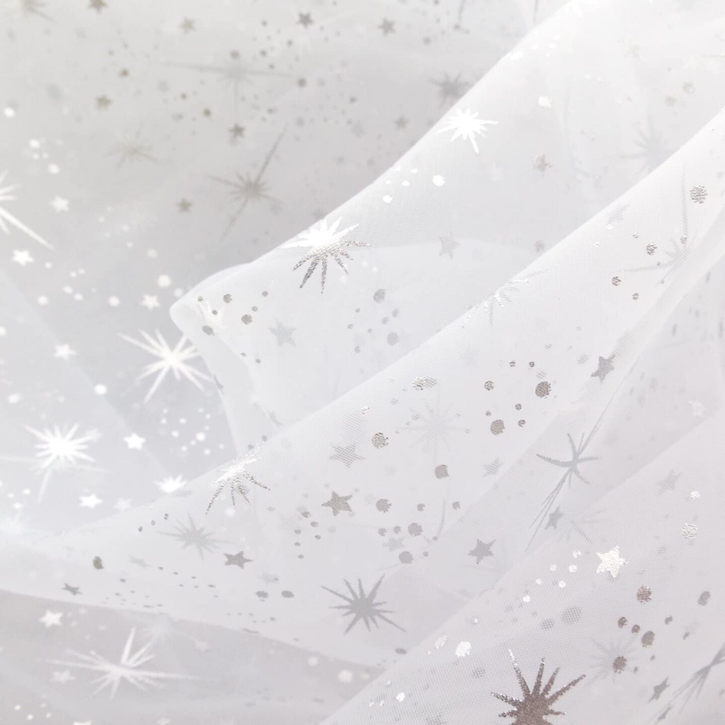 1 Yard Star Bursts Sheer Organza Fabric, 58/60&#x22; Wide 100% Polyester for Wedding, Crafts &#x26; Decorations