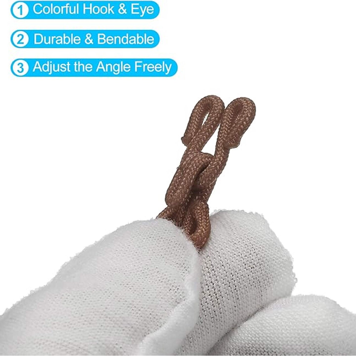 4 Jumbo Fabric Covered Hook and Eyes for Fur Jackets Brown Heavy Duty Closures