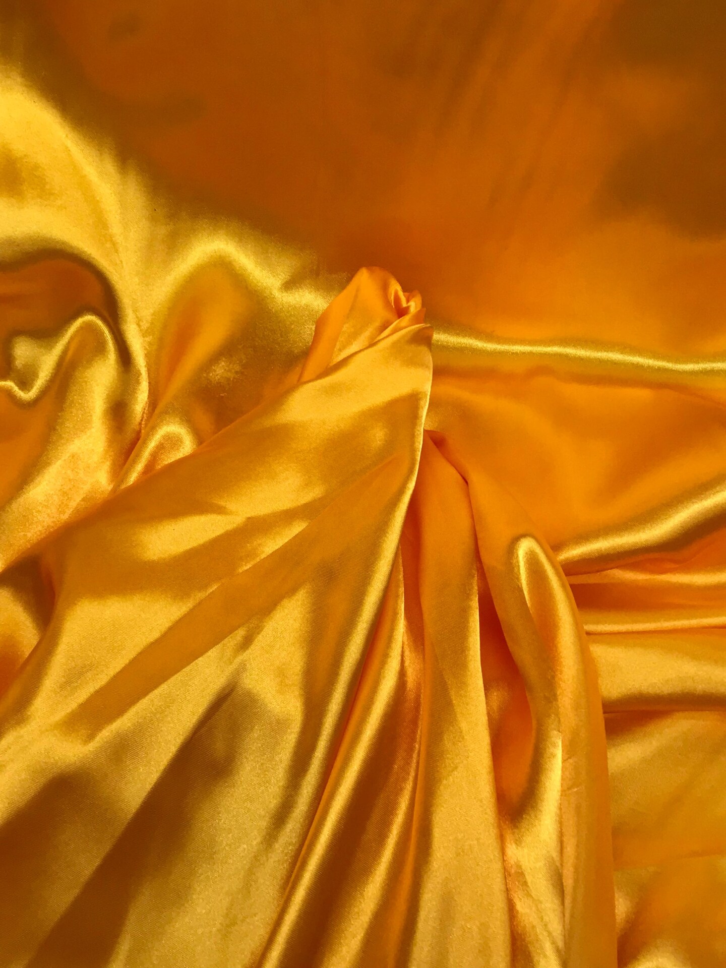1 Yard Vibrant Mango Yellow Medium Satin Fabric 100% Polyester Lightweight 58″-60″ Inch Wide