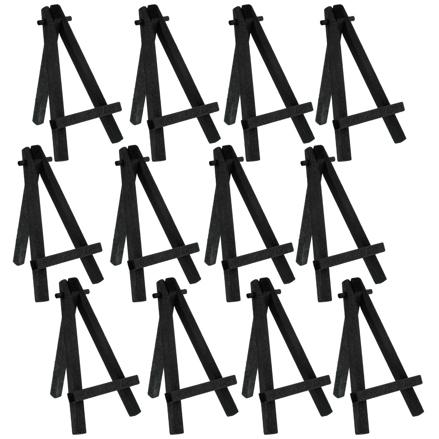 5&#x22; Mini Black Wood Display Easel (12 Pack), A-Frame Artist Painting Party Tripod Easel - Tabletop Holder Stand for Kids Crafts Small Canvases Cards