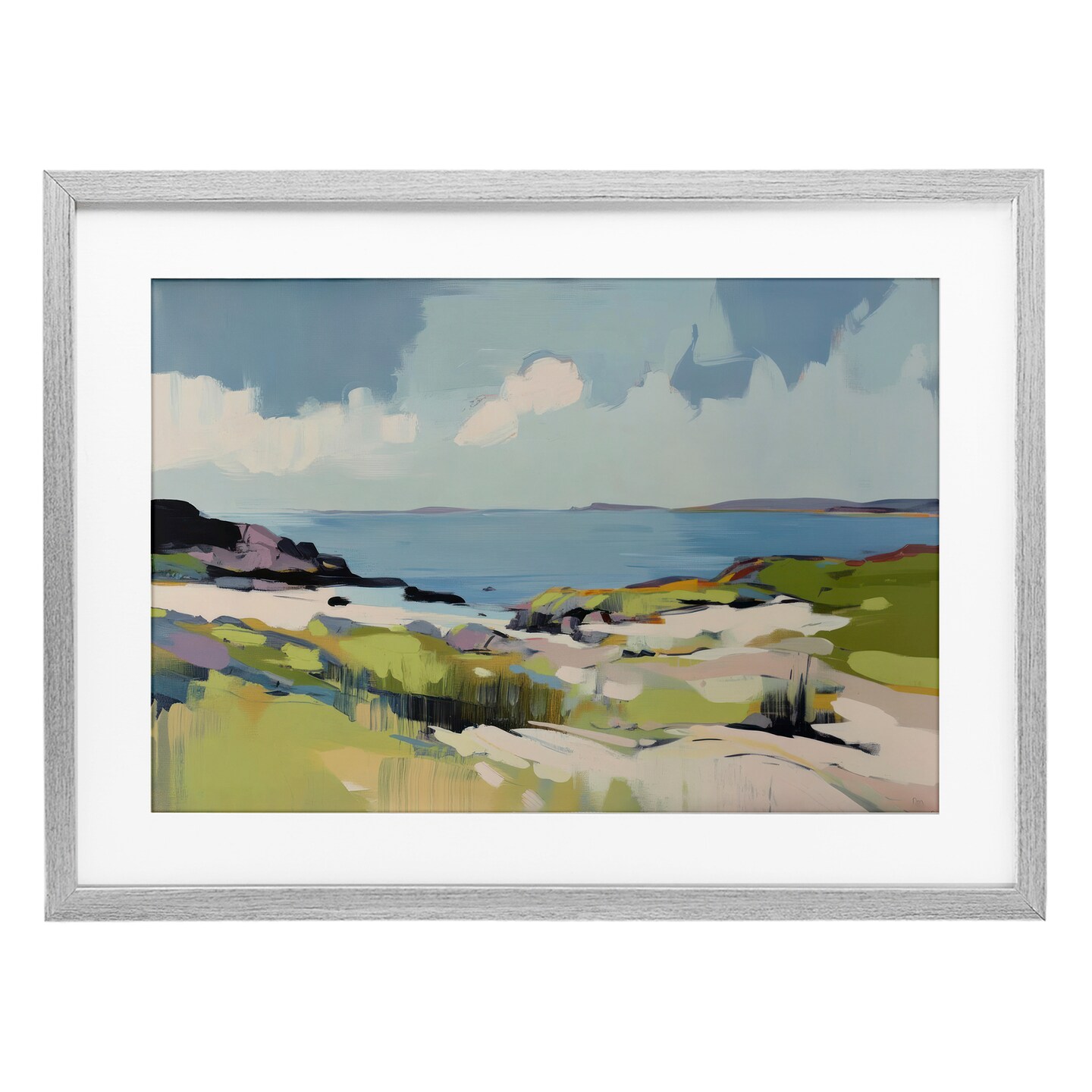 Stupell Industries Coastal Green Breeze Framed Print Under Glass, design by Elara Yasna