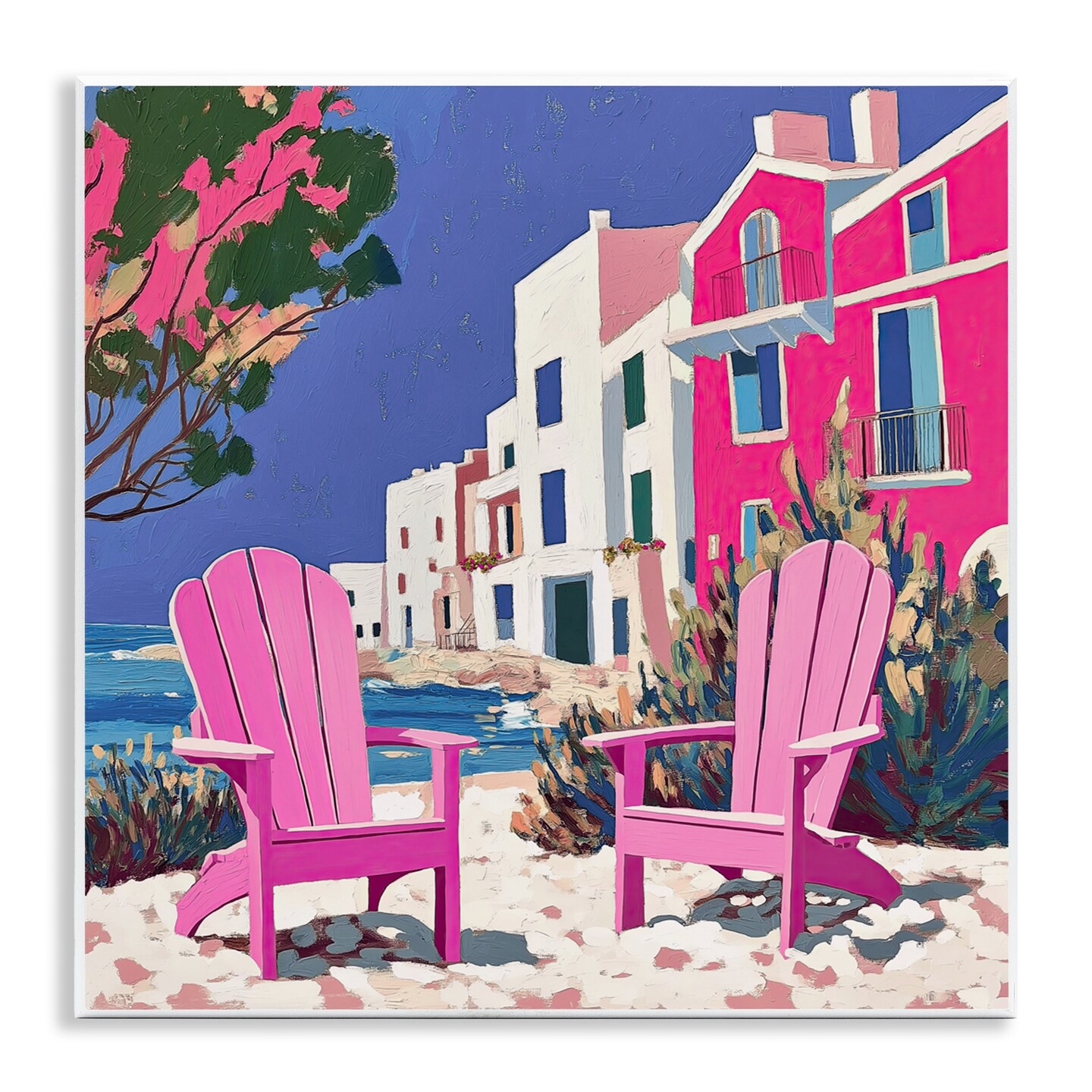 Stupell Industries Beach Chair Meetup in Pink Wall Plaque, design by Annabelle Hall