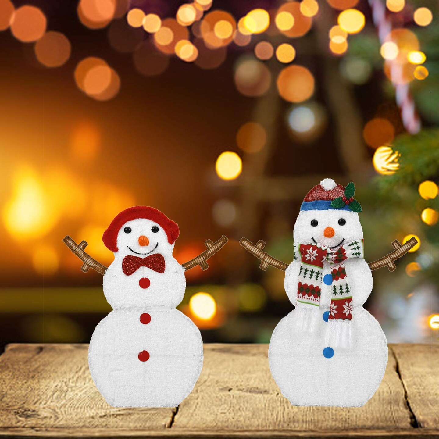 Outdoor Inflatable Santa Claus Set of 2 Lighted Holiday Lawn &#x26; Garden Decor 42.05cm x 37cm x 1.6cm