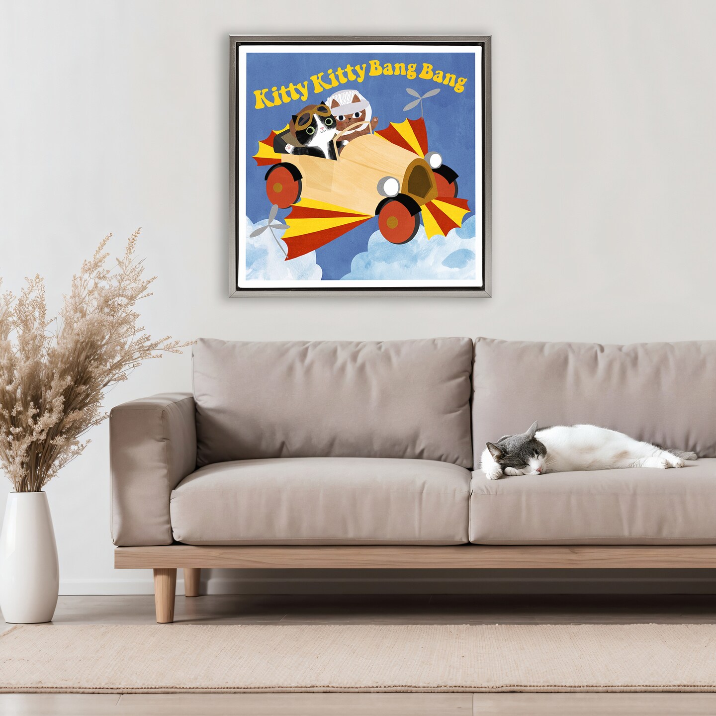 Stupell Industries Funny Pilot Cats Movie Parody Floating Frame, design by Angie Rozelaar
