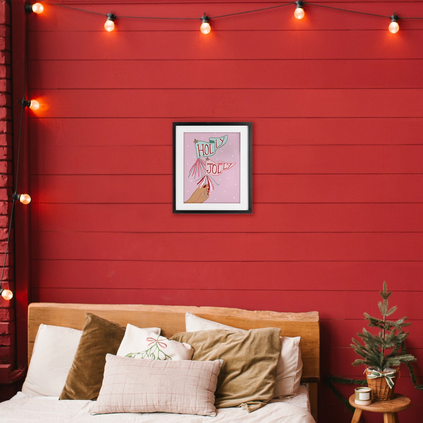 Stupell Industries Holly Jolly Festive Flags Framed Print Under Glass, design by Chen Alyesh