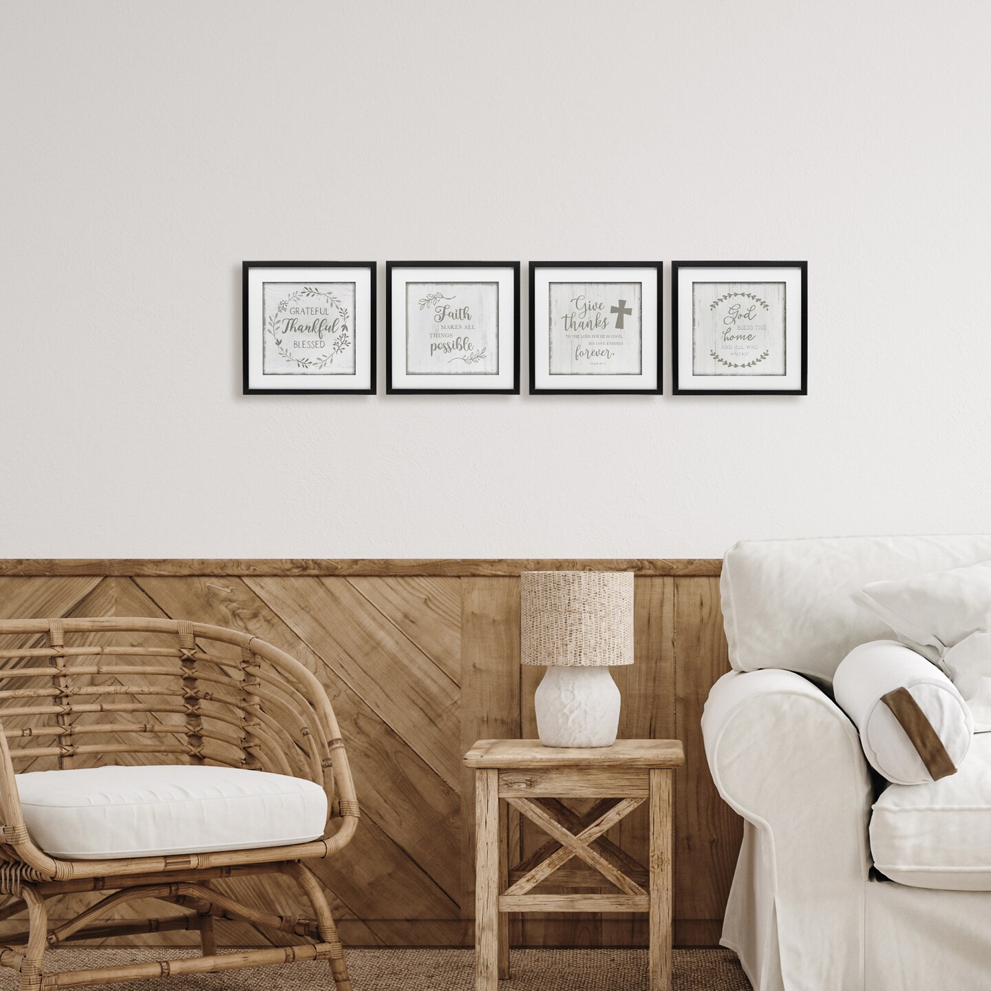 Stupell Industries Spiritual Faith Phrases 4pc Framed Print Under Glass Set, design by Val Rhodes