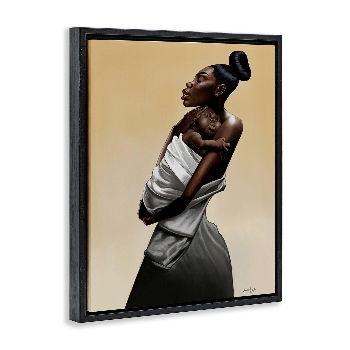 Stupell Industries Mother And Child Tenderness Floating Frame, design by Manasseh Johnson Sr